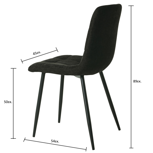 Καρέκλα Τραπεζαρίας (54x45x89) Spitishop Stol Black Velour 7094/16