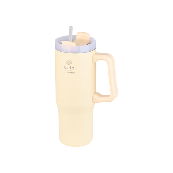 Κούπα Θερμός Με Λαβή & Καλαμάκι 900ml Estia Save The Aegean Tumbler Lily White 01-28671