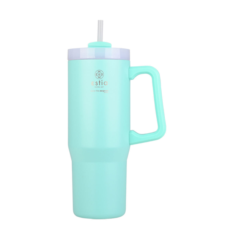 Κούπα Θερμός Με Λαβή & Καλαμάκι 900ml Estia Save The Aegean Tumbler Bermuda Green 01-28657