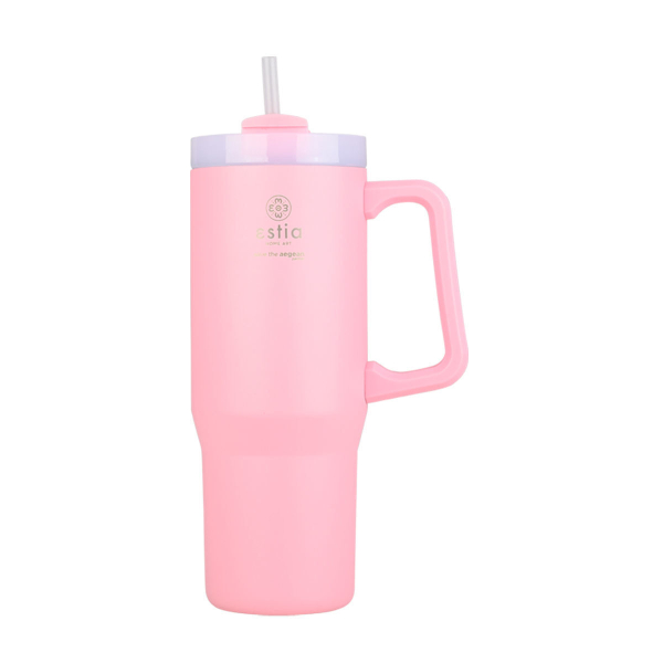 Κούπα Θερμός Με Λαβή & Καλαμάκι 900ml Estia Save The Aegean Tumbler Blossom Rose 01-28688