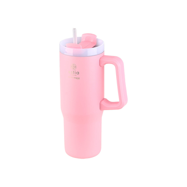 Κούπα Θερμός Με Λαβή & Καλαμάκι 900ml Estia Save The Aegean Tumbler Blossom Rose 01-28688