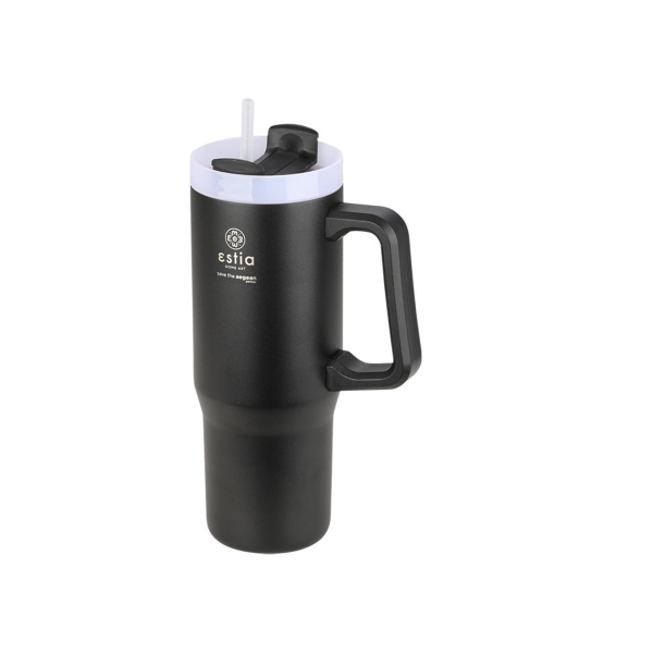 Κούπα Θερμός Με Λαβή & Καλαμάκι 900ml Estia Save The Aegean Tumbler Midnight Black 01-28664