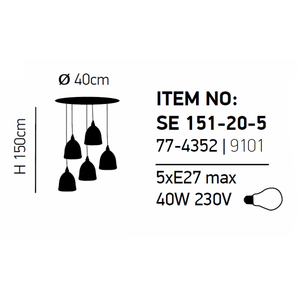 Φωτιστικό Οροφής Πολύφωτο Homelighting Zola 77-4352 Black