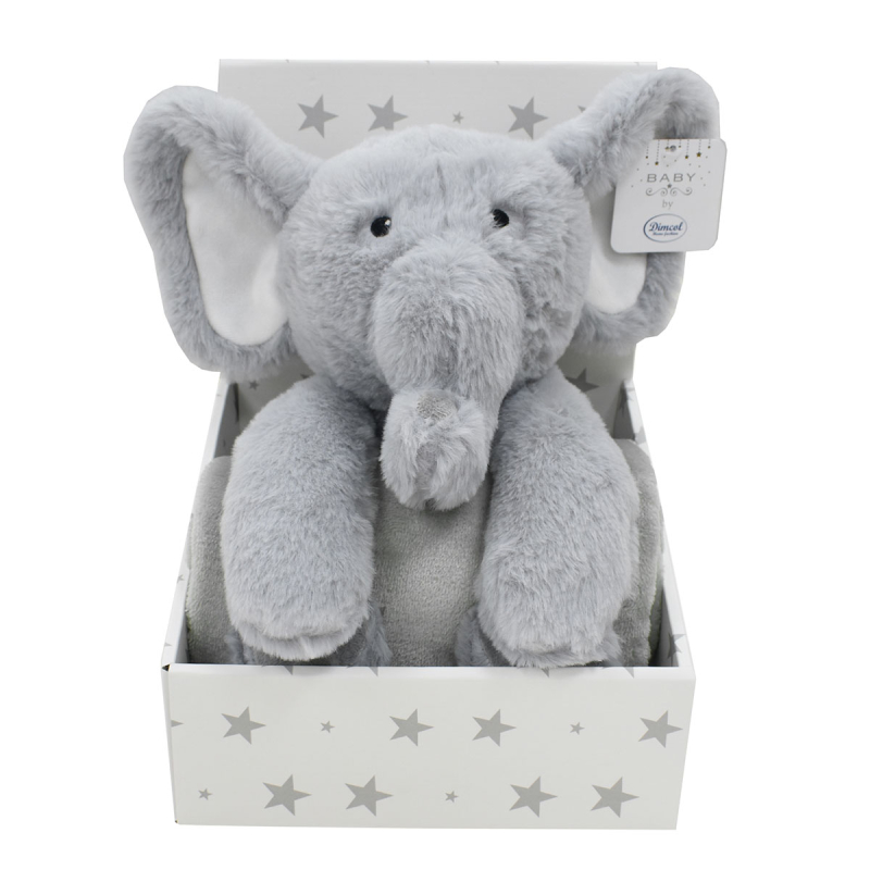 Κουβέρτα Fleece Αγκαλιάς (75x90) + Λούτρινο Dimcol Elephant 03 Grey