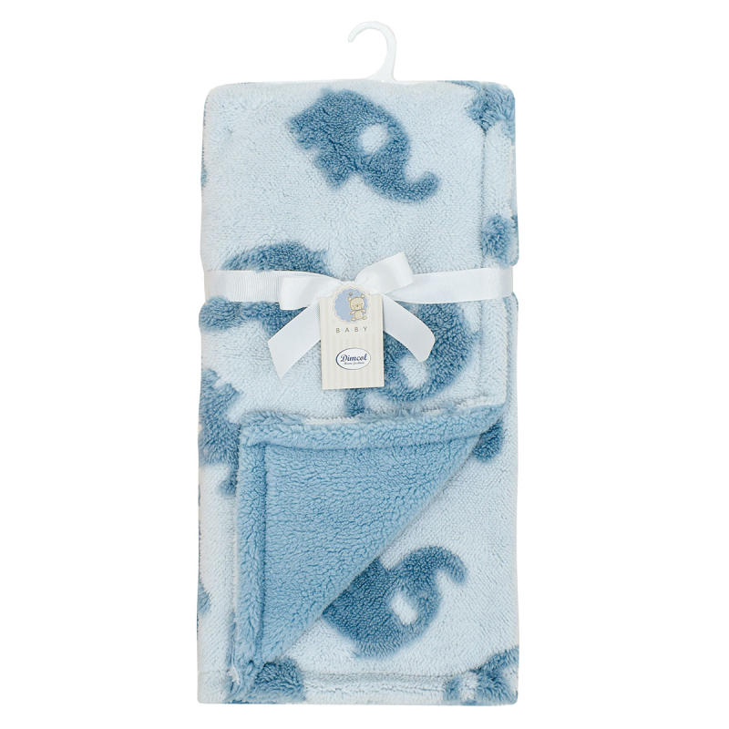 Κουβέρτα Fleece Αγκαλιάς (75x100) Με Γουνάκι Dimcol Elephant 08 Sky Blue