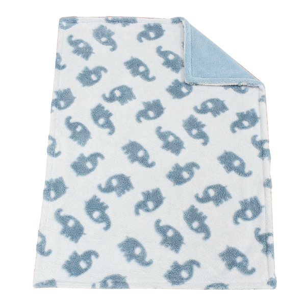 Κουβέρτα Fleece Αγκαλιάς (75x100) Με Γουνάκι Dimcol Elephant 08 Sky Blue