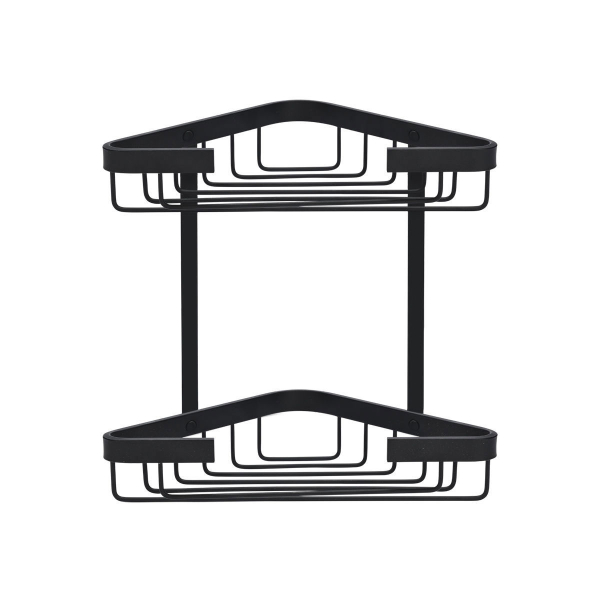 Γωνιακή Ραφιέρα Μπάνιου Διπλή (25x17x6.5) Estia Stance Μαύρη 02-28503