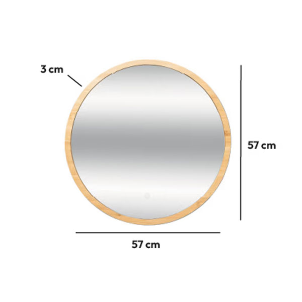 Καθρέφτης Τοίχου Με Led (Φ57) F-V Round Bamboo 174661