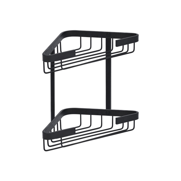 Γωνιακή Ραφιέρα Μπάνιου Διπλή (25x17x28.5) Estia Stance Μαύρη 02-28510