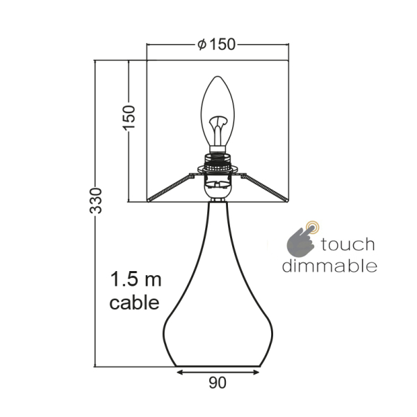 Πορτατίφ Αφής Με Dimmer Aca Bellatris KS1178T1CP Copper/Black