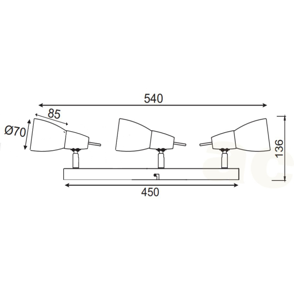 Σποτ Τρίφωτο Aca Kamet MC542NM3 Nickel