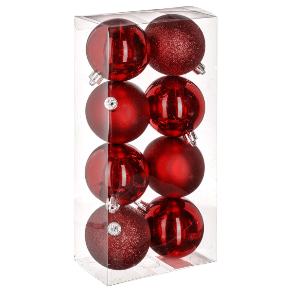 Χριστουγεννιάτικα Στολίδια (Σετ 8τμχ) A-S Xmas Balls Red 129170RG