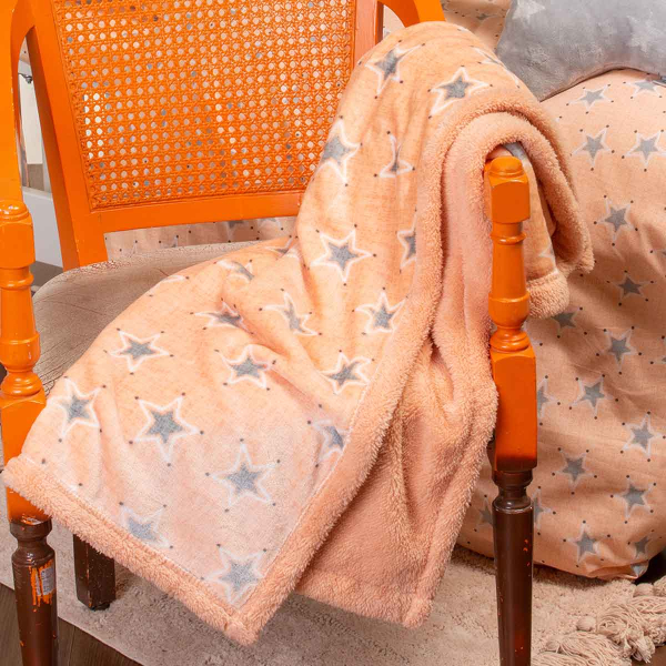 Κουβέρτα Fleece Αγκαλιάς (80x105) Με Γουνάκι Melinen Mini Stars Girl