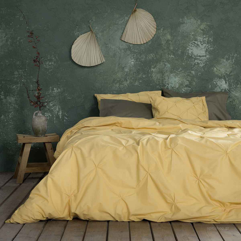 Παπλωματοθήκη King Size (Σετ 240x260) Nima Bed Linen Arcata Mustard Beige