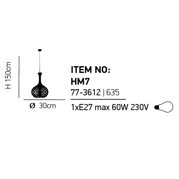 Φωτιστικό Οροφής Μονόφωτο Homelighting Rep 77-3612 Rope