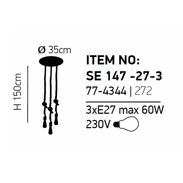 Φωτιστικό Οροφής Τρίφωτο Homelighting Maya 77-4344 Black