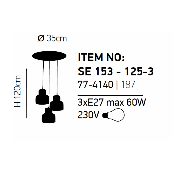 Φωτιστικό Οροφής Τρίφωτο Homelighting Myra 77-4140 Black