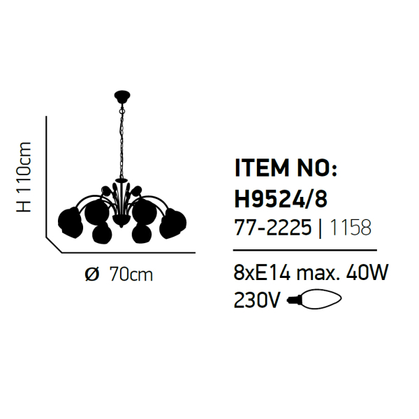 Φωτιστικό Οροφής Πολύφωτο Homelighting Figo 77-2225 Chrome