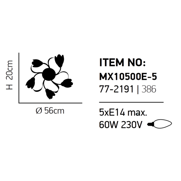 Φωτιστικό Οροφής Πολύφωτο Homelighting Caren 77-2191 White