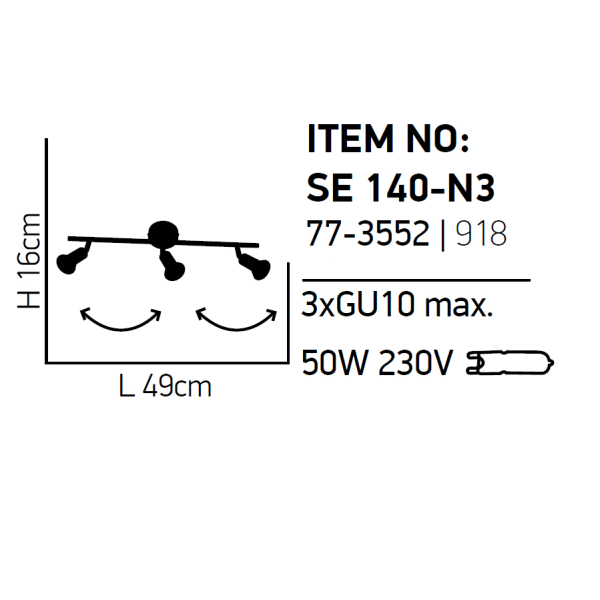 Σποτ Τρίφωτο Homelighting Saba 77-3552 Chrome