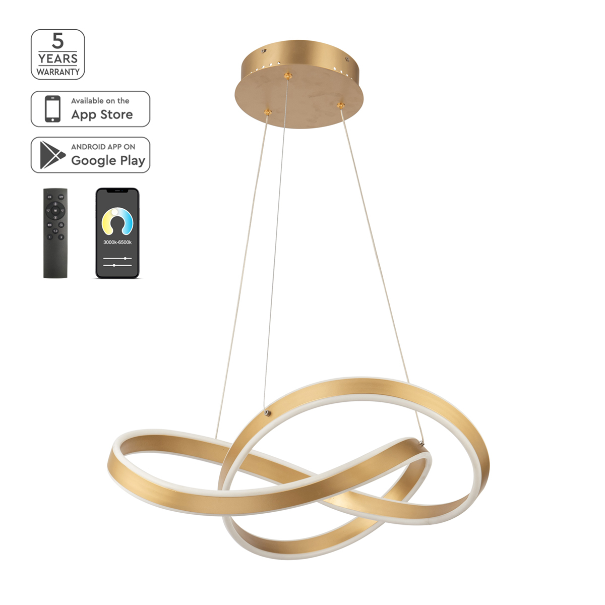 Φωτιστικό Οροφής Led Dimmable Smart WiFi Homelighting Milea 77-8121 Gold