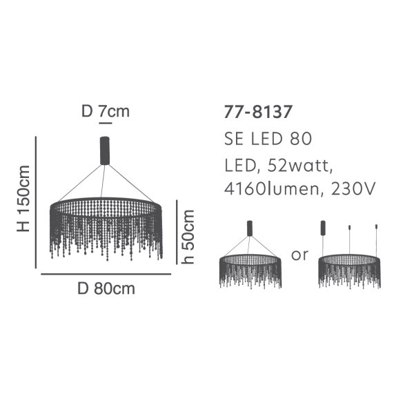 Φωτιστικό Οροφής Led Dimmable Homelighting Crescendo 77-8137 Crystal