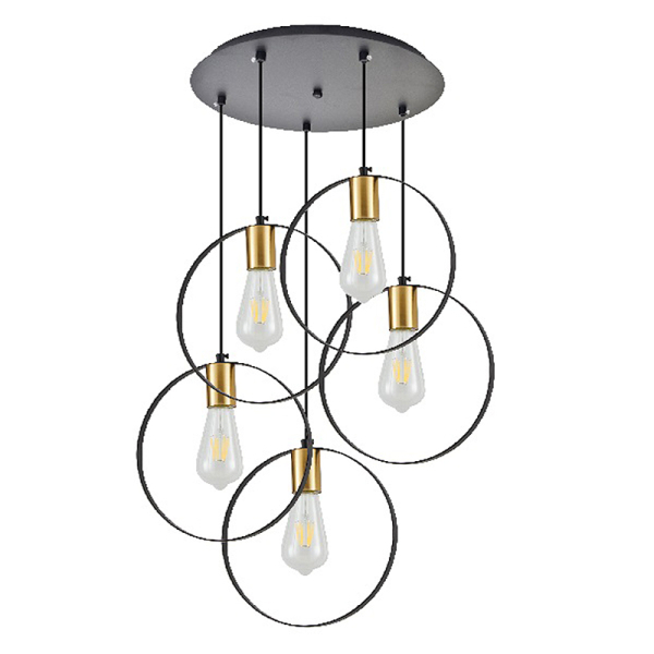 Φωτιστικό Οροφής Πολύφωτο Homelighting Hoop 77-8204 Black/Brass