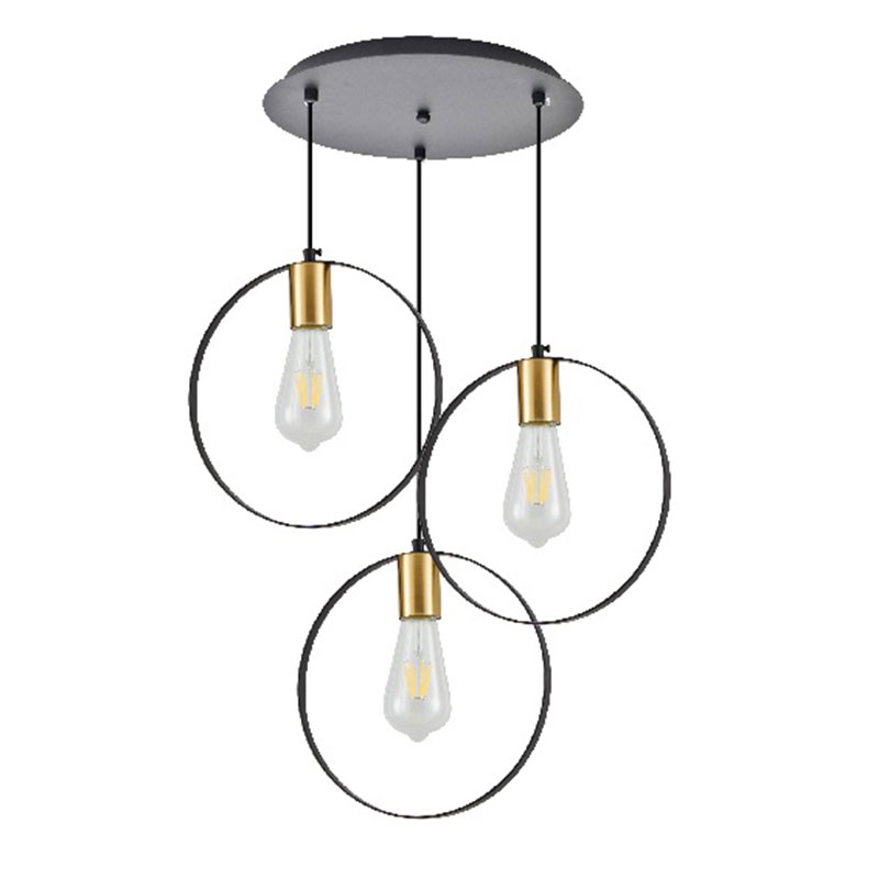 Φωτιστικό Οροφής Τρίφωτο Homelighting Hoop 77-8203 Black/Brass