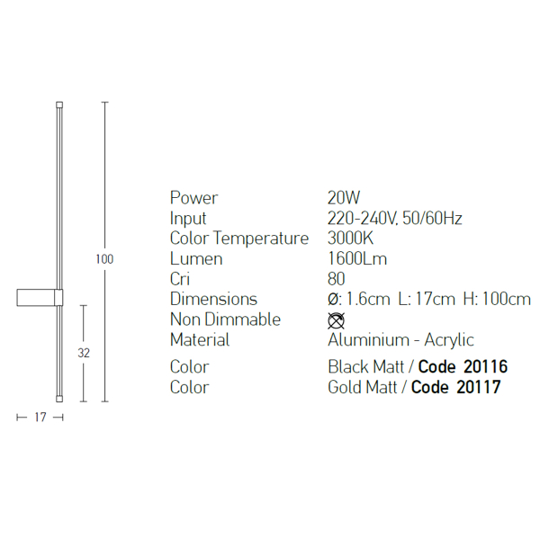 Απλίκα Τοίχου Led Zambelis 20117 Gold Matt