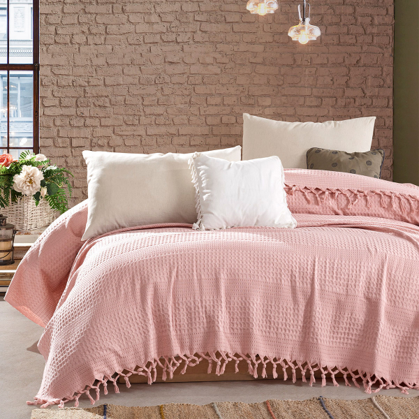 Κουβέρτα Πικέ Υπέρδιπλη (220x240) Dimcol Dobby Cashmere Pink