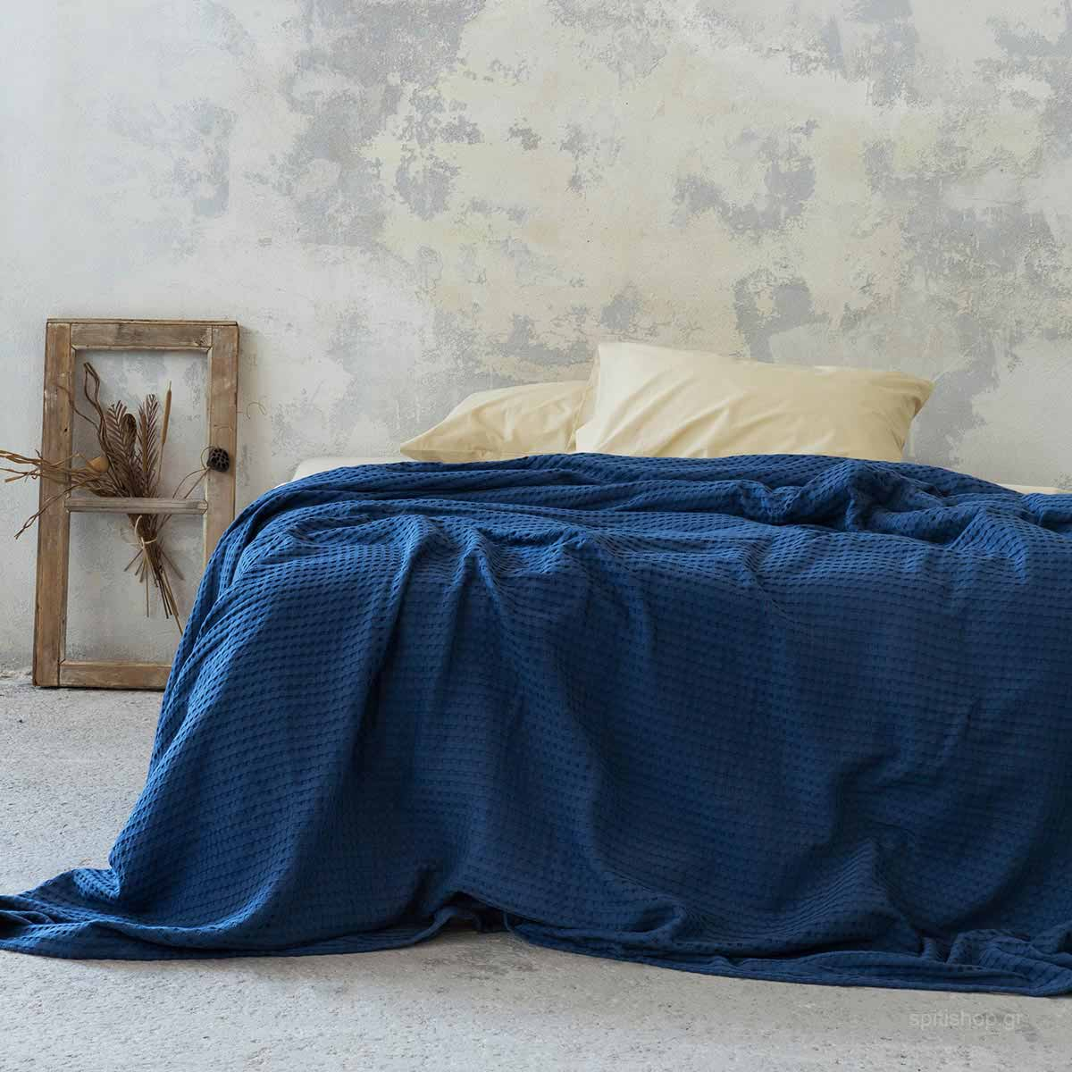 Κουβέρτα Πικέ Υπέρδιπλη Nima Bed Linen Habit Navy Blue