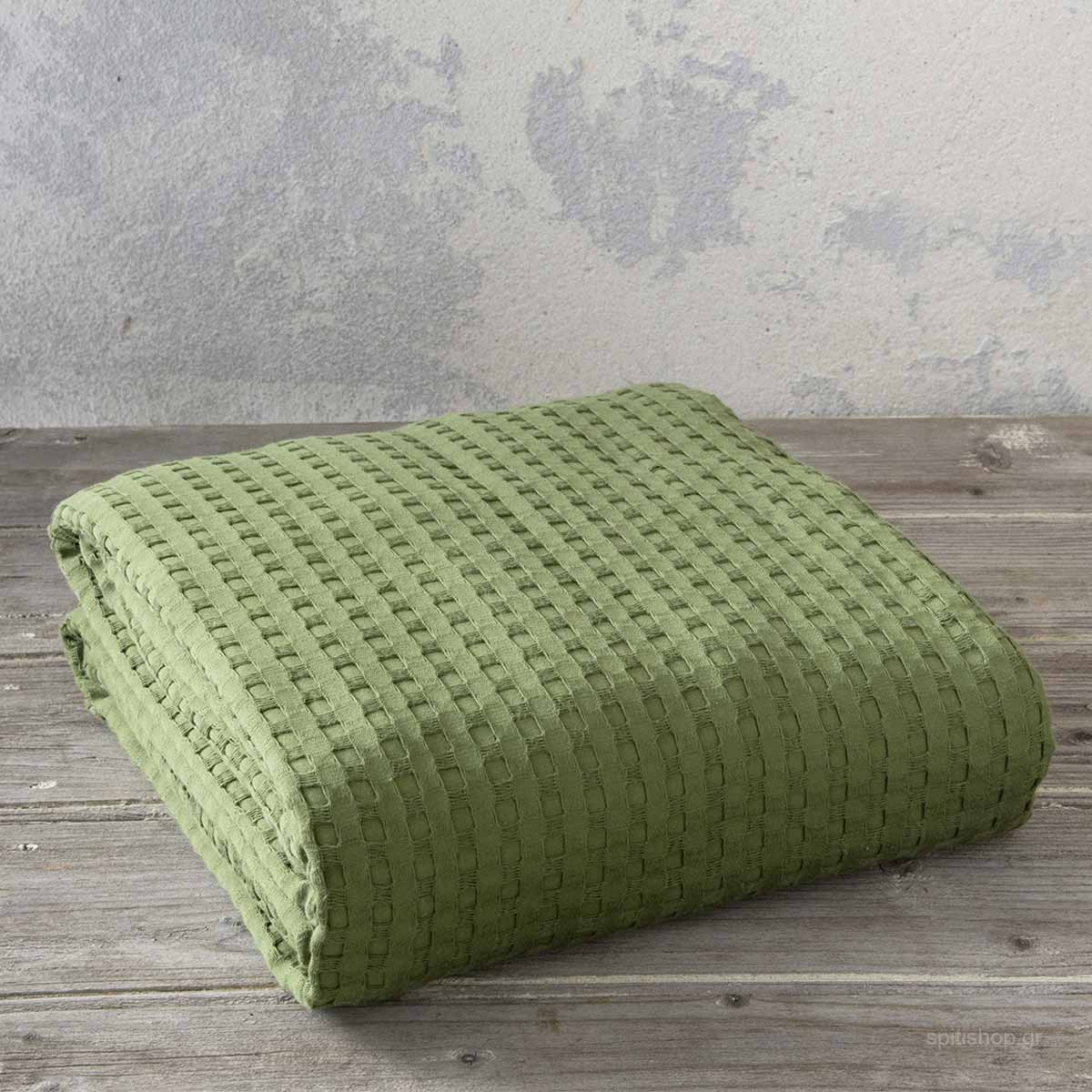 Κουβέρτα Πικέ Υπέρδιπλη Nima Bed Linen Habit Olive