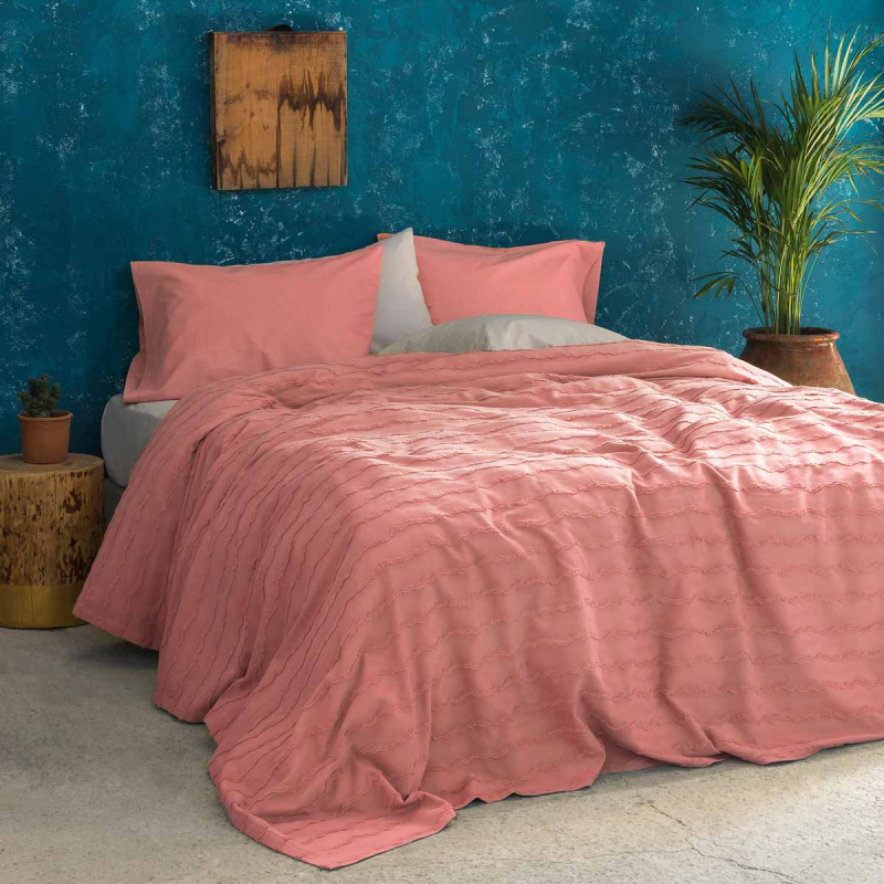 Κουβερτόριο Υπέρδιπλο (230×250) Nima Bed Linen Oleada Coral