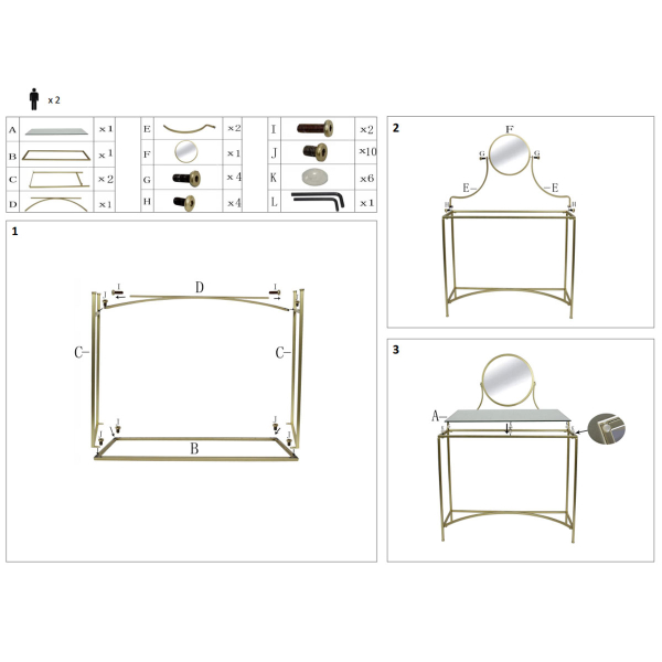 Μπουντουάρ Με Καθρέφτη (98x32x139) A-S Artif Glass 184920