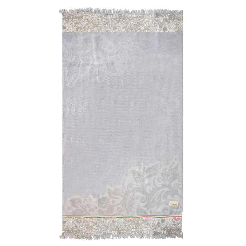 Πετσέτα Θαλάσσης (70x140) White Fabric Syma Grey