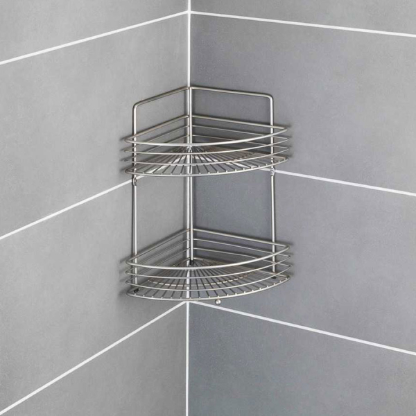 Γωνιακή Ραφιέρα Μπάνιου Διπλή (31.5x22x37) Wenko Milano 19630100