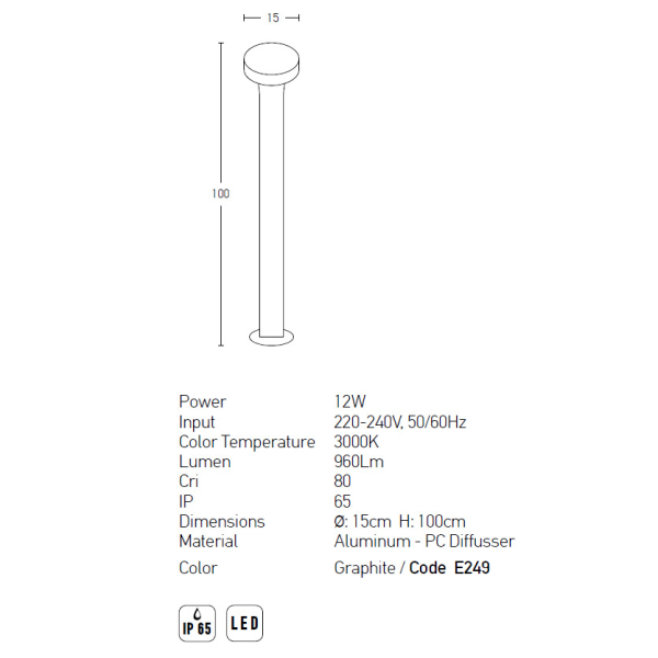 Φωτιστικό Δαπέδου Led Εξωτερικού Χώρου Zambelis E249 Graphite