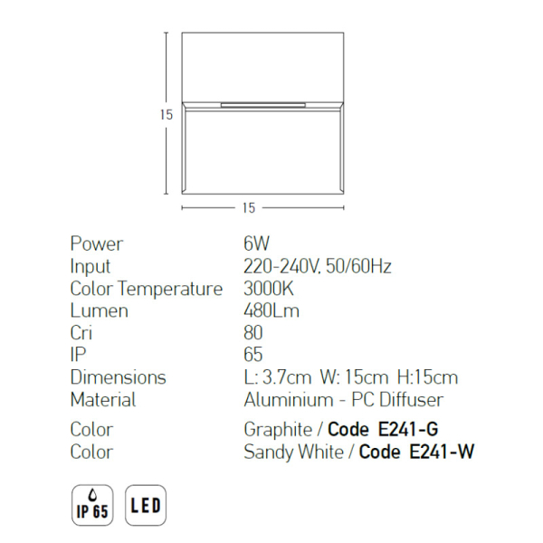 Απλίκα Led Εξωτερικού Χώρου Zambelis E241-G Graphite