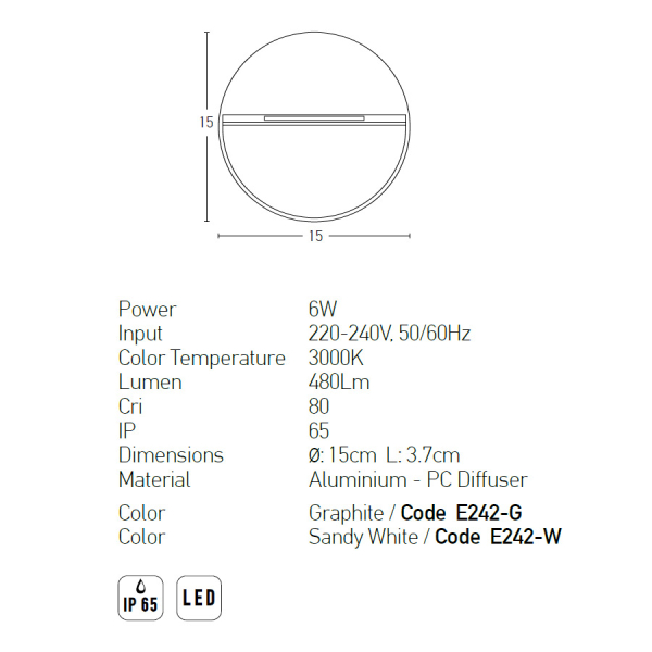 Απλίκα Led Εξωτερικού Χώρου Zambelis E242-G Graphite