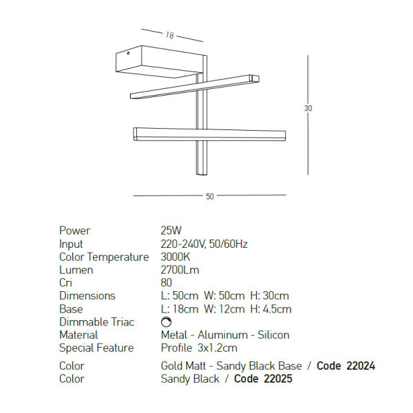 Φωτιστικό Πλαφονιέρα Led Dimmable Zambelis 22024 Gold Matt