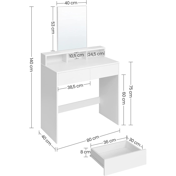 Μπουντουάρ Με Καθρέφτη (80x40x140) Vasagle RDT113W01