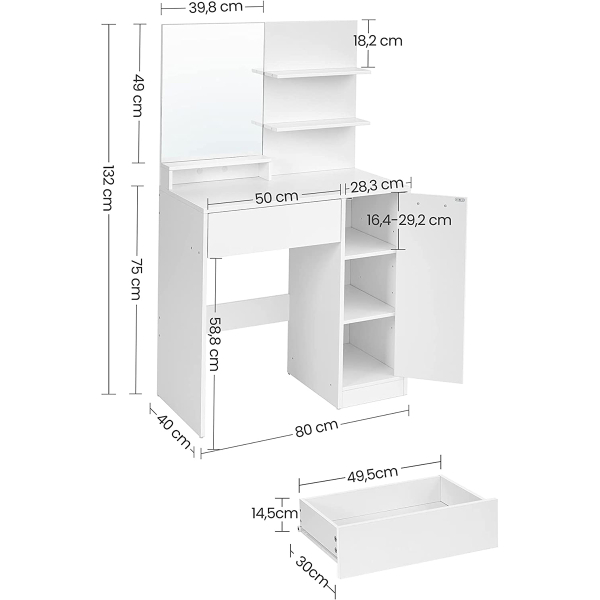 Μπουντουάρ Με Καθρέφτη (80x40x132) Vasagle RDT119W01