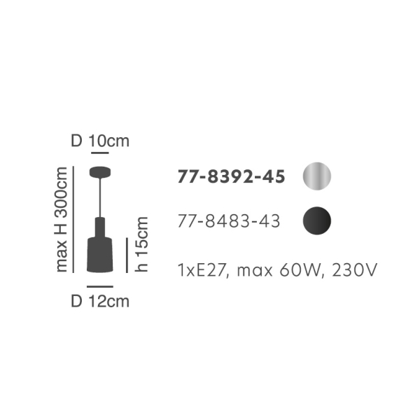 Φωτιστικό Οροφής Μονόφωτο Homelighting 77-8392 Nickel/Smoked