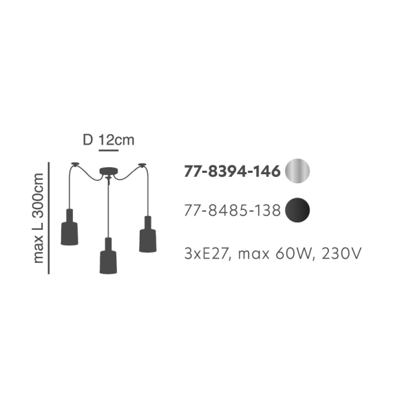 Φωτιστικό Οροφής Τρίφωτο Homelighting 77-8394 Nickel/Smoked