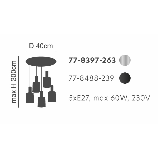 Φωτιστικό Οροφής Πολύφωτο Homelighting 77-8397 Nickel/Smoked