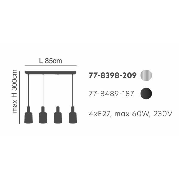 Φωτιστικό Οροφής Πολύφωτο Homelighting 77-8398 Nickel/Smoked