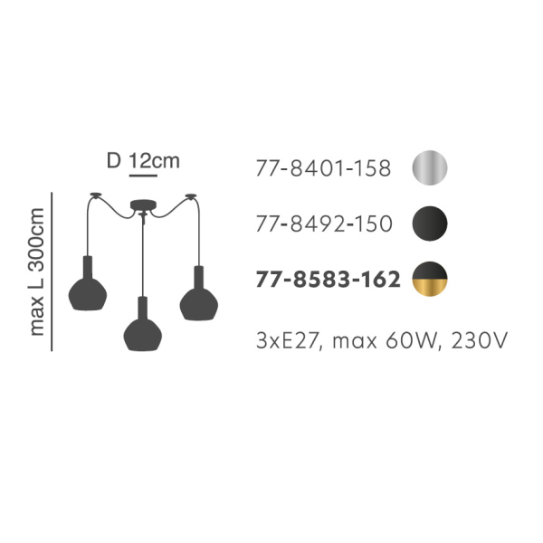 Φωτιστικό Οροφής Τρίφωτο Homelighting 77-8401 Nickel/White