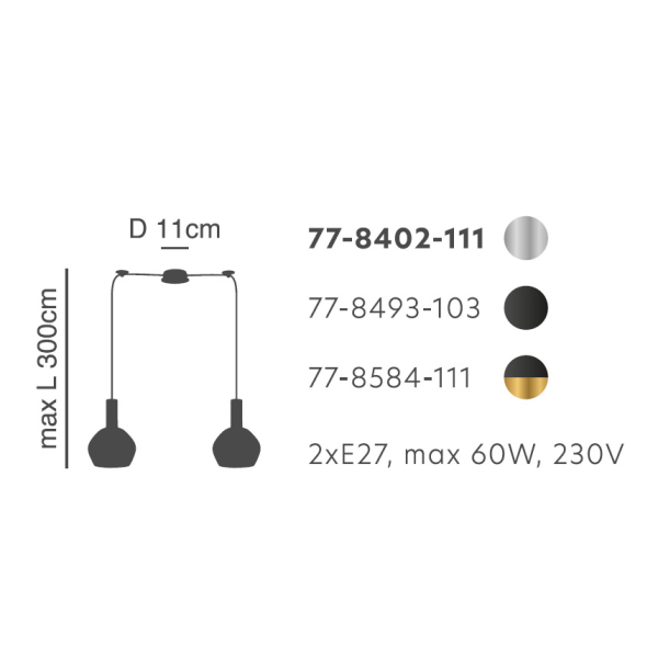 Φωτιστικό Οροφής Δίφωτο Homelighting 77-8402 Nickel/White