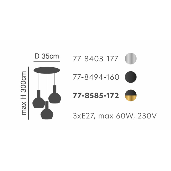 Φωτιστικό Οροφής Τρίφωτο Homelighting 77-8403 Nickel/White