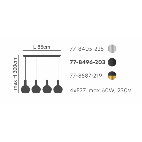 Φωτιστικό Οροφής Πολύφωτο Homelighting 77-8405 Nickel/White